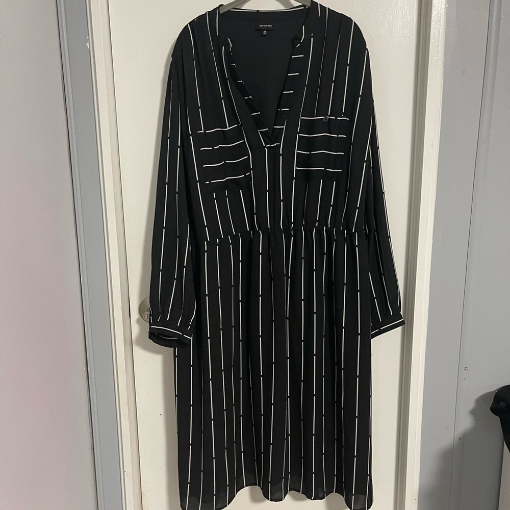 Black and white stripes dress.